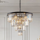 GobekUsa Modern 4-Tier Black Crystal Chandelier