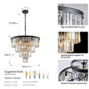 GobekUsa Modern 4-Tier Black Crystal Chandelier