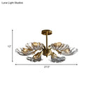 GobekUsa Modern 6-Bulb Shell Glass Ceiling Light in Brass for Bedroom