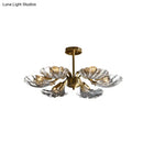 GobekUsa Modern 6-Bulb Shell Glass Ceiling Light in Brass for Bedroom