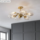 GobekUsa Modern 6-Bulb Shell Glass Ceiling Light in Brass for Bedroom