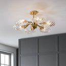 GobekUsa Modern 6-Bulb Shell Glass Ceiling Light in Brass for Bedroom