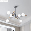 GobekUsa Modern 6-Head Black/Grey Chandelier Lighting Fixture for Living Room with Milky Glass