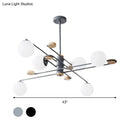GobekUsa Modern 6-Head Black/Grey Chandelier Lighting Fixture for Living Room with Milky Glass