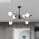 GobekUsa Modern 6-Head Black/Grey Chandelier Lighting Fixture for Living Room with Milky Glass