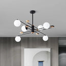GobekUsa Modern 6-Head Black/Grey Chandelier Lighting Fixture for Living Room with Milky Glass