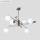 GobekUsa Modern 6-Head Black/Grey Chandelier Lighting Fixture for Living Room with Milky Glass
