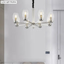 GobekUsa Modern 6-Head Clear Glass Candle Chandelier: Chrome Ceiling Pendant Fixture with Adjustable Chain