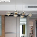 GobekUsa Modern 6-Head LED Island Lamp with Chrome/Gold Finish & Seedy Crystal Ball - Perfect Over Dining Table Lighting