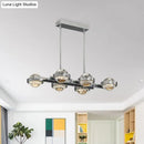 GobekUsa Modern 6-Head LED Island Lamp with Chrome/Gold Finish & Seedy Crystal Ball - Perfect Over Dining Table Lighting