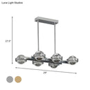 GobekUsa Modern 6-Head LED Island Lamp with Chrome/Gold Finish & Seedy Crystal Ball - Perfect Over Dining Table Lighting