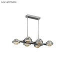 GobekUsa Modern 6-Head LED Island Lamp with Chrome/Gold Finish & Seedy Crystal Ball - Perfect Over Dining Table Lighting