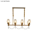 GobekUsa Modern 8-Light Crystal Pendant Island Fixture in Brass