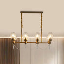 GobekUsa Modern 8-Light Crystal Pendant Island Fixture in Brass