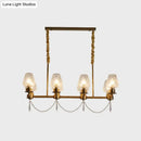 GobekUsa Modern 8-Light Crystal Pendant Island Fixture in Brass