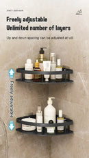Modern black & gold space aluminum corner caddy bathroom shelf by Decorbites
