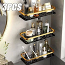 Modern black & gold space aluminum corner caddy bathroom shelf by Decorbites