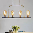 GobekUsa Modern Amber Glass 4-Light Hanging Ceiling Lamp with Metallic Frame - Bulb-Like Island Lighting