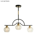 GobekUsa Modern Arched Island Pendant Light with Clear/White Glass and Black/Brass Finish - 3 Lights
