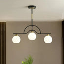 GobekUsa Modern Arched Island Pendant Light with Clear/White Glass and Black/Brass Finish - 3 Lights