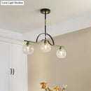 GobekUsa Modern Arched Island Pendant Light with Clear/White Glass and Black/Brass Finish - 3 Lights
