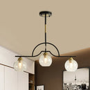 GobekUsa Modern Arched Island Pendant Light with Clear/White Glass and Black/Brass Finish - 3 Lights
