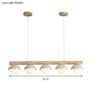GobekUsa Modern Asian Style Tubular Wood LED Island Lighting - 5 Lights, White Hanging Ceiling Lamp for Dining Room