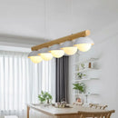 GobekUsa Modern Asian Style Tubular Wood LED Island Lighting - 5 Lights, White Hanging Ceiling Lamp for Dining Room