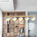 GobekUsa Modern Asian Style Tubular Wood LED Island Lighting - 5 Lights, White Hanging Ceiling Lamp for Dining Room