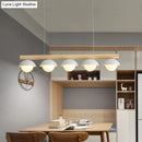 GobekUsa Modern Asian Style Tubular Wood LED Island Lighting - 5 Lights, White Hanging Ceiling Lamp for Dining Room