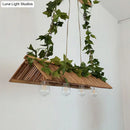 GobekUsa Modern Bamboo Island Pendant Light Fixture with Triangle Roof Design - Wood Ceiling Lighting