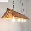GobekUsa Modern Bamboo Island Pendant Light Fixture with Triangle Roof Design - Wood Ceiling Lighting