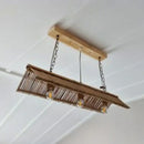 GobekUsa Modern Bamboo Island Pendant Light Fixture with Triangle Roof Design - Wood Ceiling Lighting