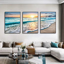 GobekUsa Modern Beach Sunset Canvas Wall Art Set