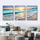 GobekUsa Modern Beach Sunset Canvas Wall Art Set