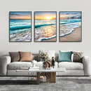 GobekUsa Modern Beach Sunset Canvas Wall Art Set