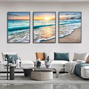 GobekUsa Modern Beach Sunset Canvas Wall Art Set