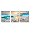 GobekUsa Modern Beach Sunset Canvas Wall Art Set
