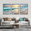 Modern beach sunset canvas wall art set living room decor by Decorbites