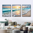 Modern beach sunset canvas wall art set living room decor by Decorbites
