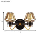 GobekUsa Modern Black Amber Glass Wall Lamp - 2-Light Mushroom Sconce Light Fixture for Living Room