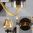 GobekUsa Modern Black Amber Glass Wall Lamp - 2-Light Mushroom Sconce Light Fixture for Living Room