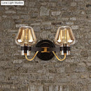 GobekUsa Modern Black Amber Glass Wall Lamp - 2-Light Mushroom Sconce Light Fixture for Living Room