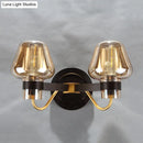 GobekUsa Modern Black Amber Glass Wall Lamp - 2-Light Mushroom Sconce Light Fixture for Living Room