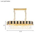 GobekUsa Modern Black and Gold K9 Crystal Oval Island Light - 12 Heads Pendant for Dining Room Ceiling