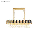GobekUsa Modern Black and Gold K9 Crystal Oval Island Light - 12 Heads Pendant for Dining Room Ceiling