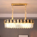GobekUsa Modern Black and Gold K9 Crystal Oval Island Light - 12 Heads Pendant for Dining Room Ceiling