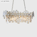 GobekUsa Modern Black and Gold Oval Pendant Lamp with Crystal Accents and Island Lighting Functionality