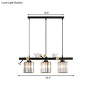 GobekUsa Modern Black Cylinder Island Light Pendant with Crystal Accents - 3 Lights