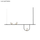 GobekUsa Modern Black Glass Sphere Island Chandelier Light Fixture with Cream Accents - Ceiling Mounted Artistic Lighting